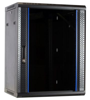 15 HE Serverschrank, Wandgehäuse, mit Glastür, nicht vormontiert (BxTxH) 600 x 450 x 770mm 