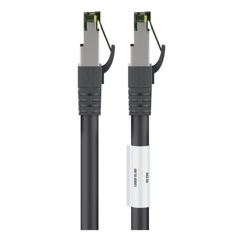 RJ45 Netzwerkkabel S/FTP (PiMF), mit CAT 8 Rohkabel, Schwarz, 0,50m