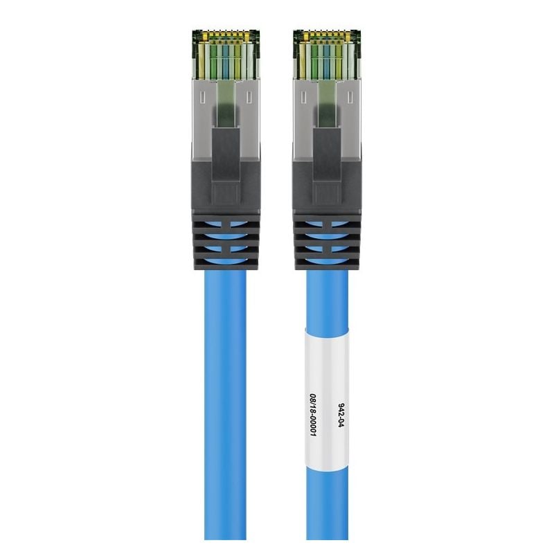 RJ45 Netzwerkkabel S/FTP (PiMF), mit CAT 8 Rohkabel, Blau, 1m