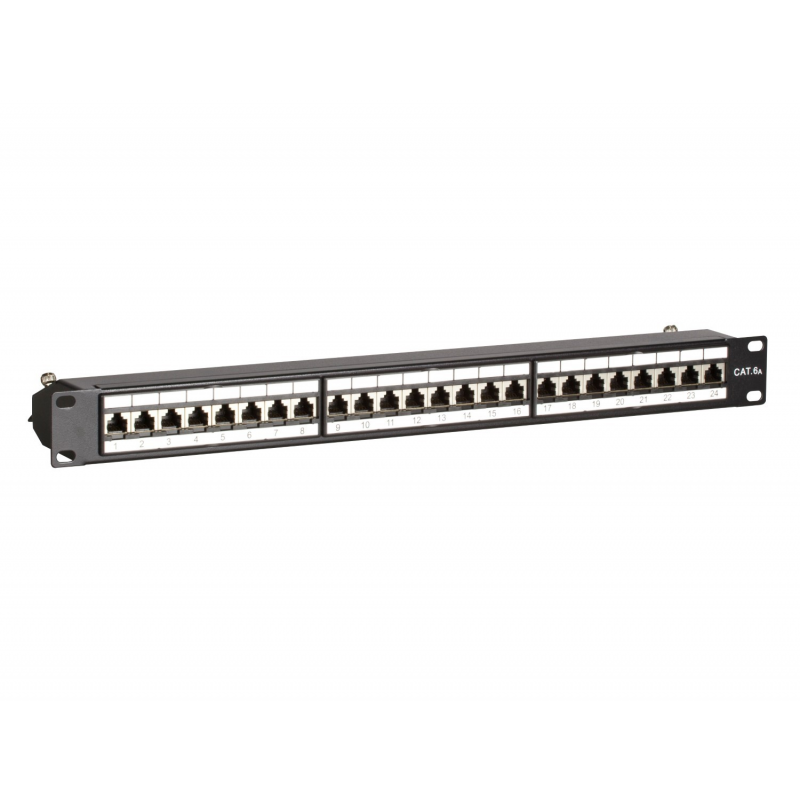 CAT 6a, STP Netzwerk-Patchpanel, 19”, 24-fach. 